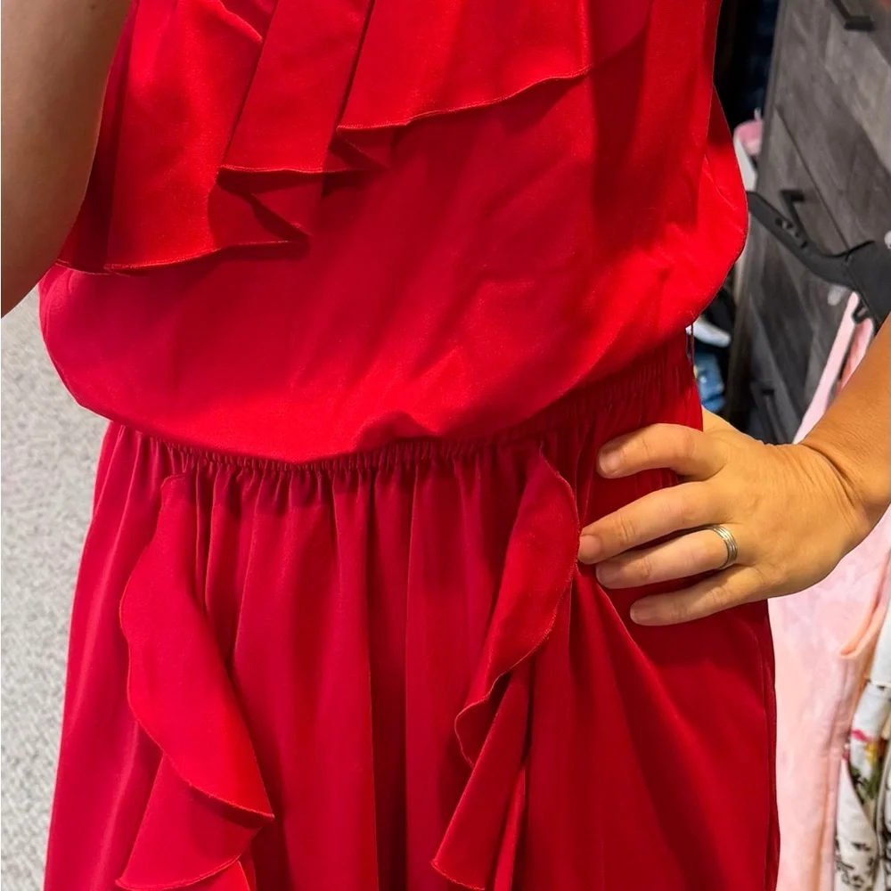 Red Ruffle One-Shoulder Dress - Picture 3 of 3